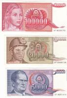 Jugoszlávia 1985-89. 5000D + 20.000D + 100.000D T:I,I-