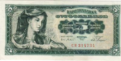 Jugoszlávia 1965. 5D T:II+ Csak egyszer hajtva, törve nem!