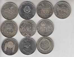 1980-86. 100Ft (10db) mind különféle emlékpénz T:1,PP