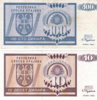 Horvátország/Krajina Szerb Köztársaság 1992. 10D T:I + 100D T:II