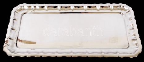 Ezüst (Ag.) tálca, jelzett, mesterjeggyel (IS), újszerű állapotban, 20,5×41,5 cm, nettó:715 g / Antique silver tray, perfect condition