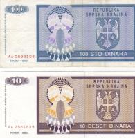 Horvátország/Krajina Szerb Köztársaság 1992. 10D T:I + 100D T:II