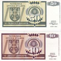 Horvátország/Krajina Szerb Köztársaság 1992. 10D + 50D T:I