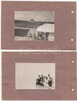 1928 Balaton parti nyaralók, telkek, fürdőzők, 6 db fotó, 3 albumlapra kétoldalasan felragasztva, 7x...