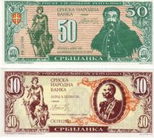 Szerbia 1992-92. 10D + 50D fantáziapénzek T:I