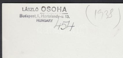 1938 Osoha László: Kordé, egy ló két kerék,  vintage fotóművészeti alkotás, pecséttel jelzett, 15x22...