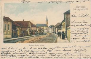 Sárospatak, Kossuth Lajos utca; Trócsányi B. kiadása (ragasztónyom / gluemark)