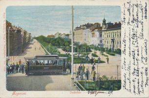 Sopron, Deák tér, SVEV villamos; kiadja Blum N.