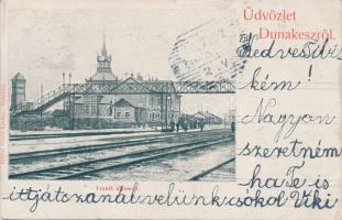 Dunakeszi, Vasútállomás, felüljáró; Hajnal Dezső kiadása (EK)