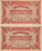 1946. 1000.000Adóp. 5 jegyű sorszámmal, hátlapi fordított címerrel T:II