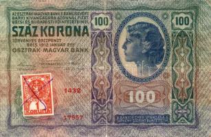 1912. 100K cseh ellenbélyeggel T:III/IV