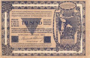 Ausztria 1914. 1000K-hoz hasonló pénzutánzó számolócédula T:II