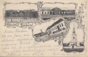 Zsibó, vasútállomás; kiadja Julius Nagy / railway station, floral