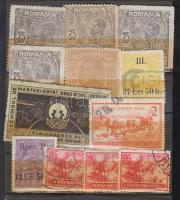 Románia 49 db vegyes minőségű illetékbélyeg (2 stecklapon)
