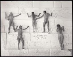 1975 Mr. L. Ruszka: Élő-élet-jelek, vintage fotóművészeti alkotás, pecsételve, feliratozva, 13x17 cm