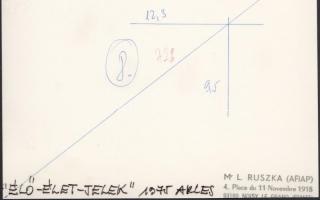 1975 Mr. L. Ruszka: Élő-élet-jelek, vintage fotóművészeti alkotás, pecsételve, feliratozva, 13x17 cm