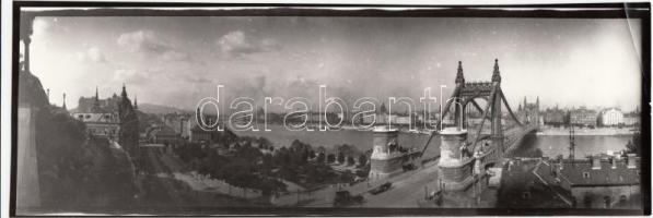 cca 1910-1920 Budapesti panorámaképek, későbbi kontakt másolatok eredeti üveglemezekről,  3 db, 9x28...