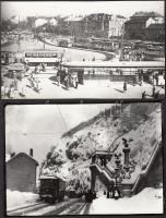 cca 1910-1930 Budapesti villamosok, későbbi kontakt másolatok eredeti üveglemezekről, 4 db, 12x17 és 8x12 cm közötti méretekben