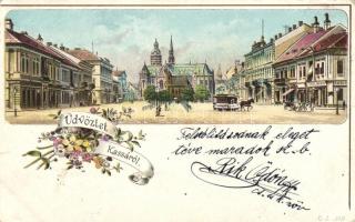 1899 Kassa, Fő utca / main street, litho