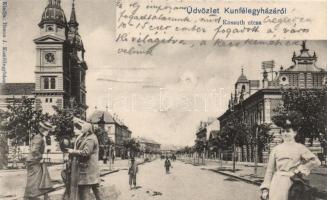 Kiskunfélegyháza, Kossuth utca, kollázs; kiadja Braun J. / collage