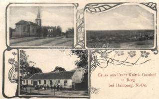 Hainburg; Franz Knittls Gasthhof in Berg bei Hainburg /inn, Art Nouveau floral (EB)