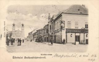 Székesfehérvár, Kórház utca, Zsinagóga, Deutsch Manó fia kereskedése; kiadja Eisler Adolf