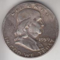 Amerikai Egyesült Államok 1959. 1/2$ Ag "Franklin" T:3 USA 1959. Half Dollar Ag "Franklin" C:F