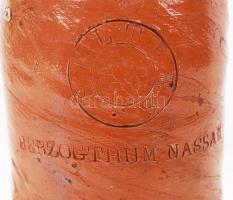 Selters füles palack, mázas kerámia, "Herzogthum Nassau" felirattal, apró csorbával, m:22 ...