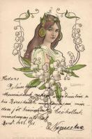 Litho Art Nouveau postcard 'Schwere Wahl Serie 28. Kunstverlag Rafael Neuber Wien' s: E. Döcker