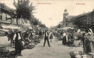 Kolozsvár, Deák Ferenc utca, Marcinkiewicz üzlete, Schuster Emil kiadása / street, shops, market