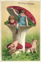 New Year, mushroom litho