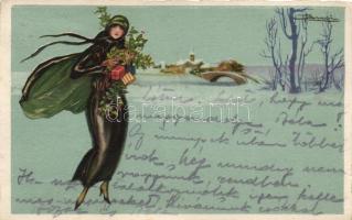 Christmas, Italian art postcard s: Busi
