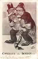 'Caresses de Shah' Anti-Serbian propaganda, King Peter, artist signed (fl)