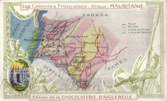 Les Colonies Francaises: Afrique: Mauritanie / French colony, Mauritania map, litho