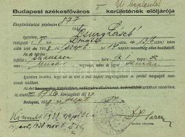 1938  Budapest székesfőváros Ebigazolvány