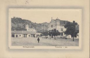 Szilágysomlyó, Termény tér, Zsinagóga; kiadja Schwarz E. és társa / market place with synagogue