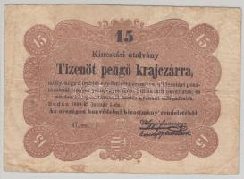 1849. 15Kr "Kossuth-bankó" T:III Krause G102