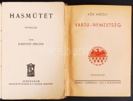 4 db könyv-Kós Károly: Varjú-nemzetség. Kolozsvár, 1924, Erdélyi Szépmíves Céh; Vitéz Somogyváry Gyu...
