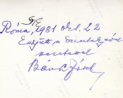 1981. II.János Pál pápáról és Dr.Bánk József váci érsek püspökről készült színes fotó hátoldalán Dr....