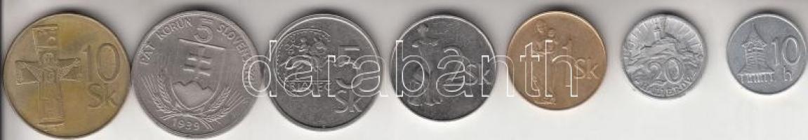 Szlovákia 1939-1993. 10h-10K (7x) T:vegyes
Slovakia 1939-1993. 10 Halierov - 10 Korun (7x) C:mixed