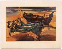 Walter Womacka: Boats,  színes nyomat, 35×50 cm