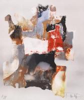 Dús László (1941-): Fantázia. Monotípia, papír, jelzett, üvegezett újszerű keretben 70×60 cm