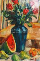 Kesztyűs Ferenc (1932-): Őszi csendélet. Olaj, vászon, jelzett, keretben, 50×70 cm