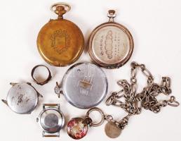 Órás tétel: 3 db nem működő zsebóra (egyik Omega) két karóra, egyik jól jár / Watch repair lot