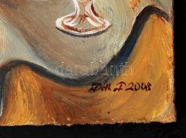 Tóth Tünde (1970-): Asztali csendélet. Olaj, farost, jelzett, 15×10 cm