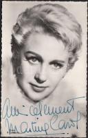 Martine Carol (1920-1967) francia filmszínésznő saját kezű aláírása az őt ábrázoló fotóképeslapon / autograph signature.