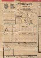 1914. A Pécsi Littkei L. Pezsgőborgyár 10f-es benyomott bélyeges gyorsárufuvarlevele