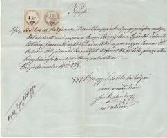 1859. Nyugta 32.sz. illeték-, és 3.sz. hirdetvényilletékbélyeggel, vegyesen