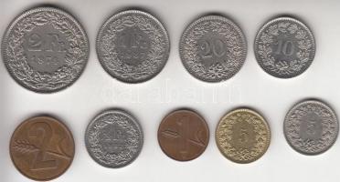 Svájc 1963-1997. 1R-2Fr (9x) T:vegyes
Switzerland 1963-1997. 1 Rappen - 1/2 Franc (9x) C:mixed
