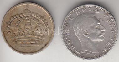 Szerbia 1915. 50P Ag  + Svédország 1957. 25ö Ag T:2,2- Serbia 1915. 50 Para Ag + Sweden 1957. 25 Öre Ag C:XF,VF Krause KM#24.1,824